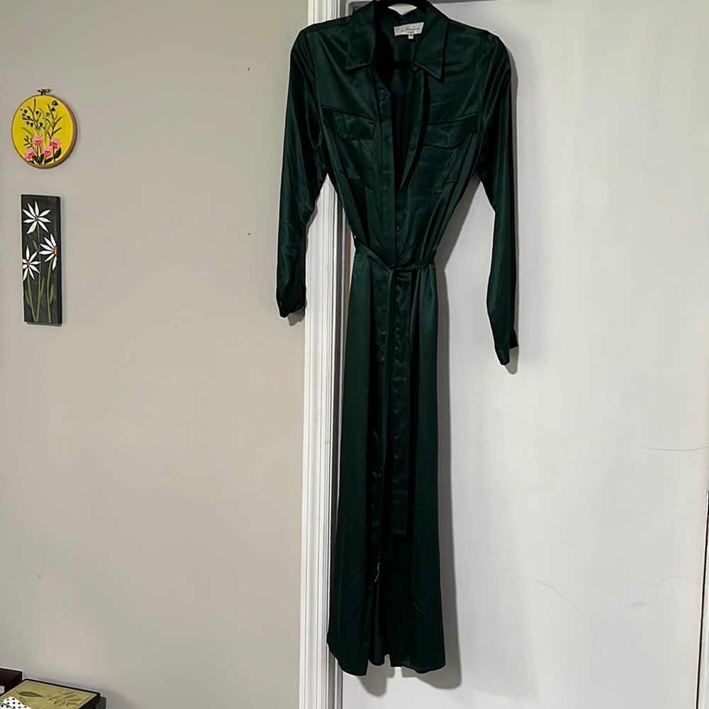 L’Academie Long Sleeve Button Evening Shirt Dress